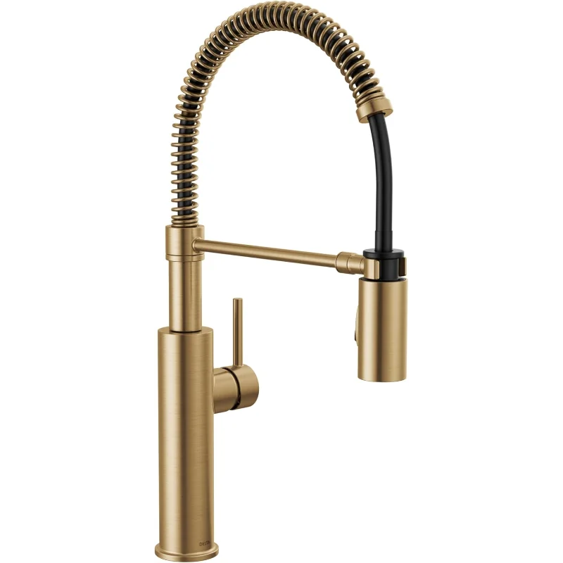 

Коммерческий кухонный смеситель в стиле Delta Antoni Pro с выдвижным распылителем, смеситель для кухонной мойки из матового золота с одним отверстием