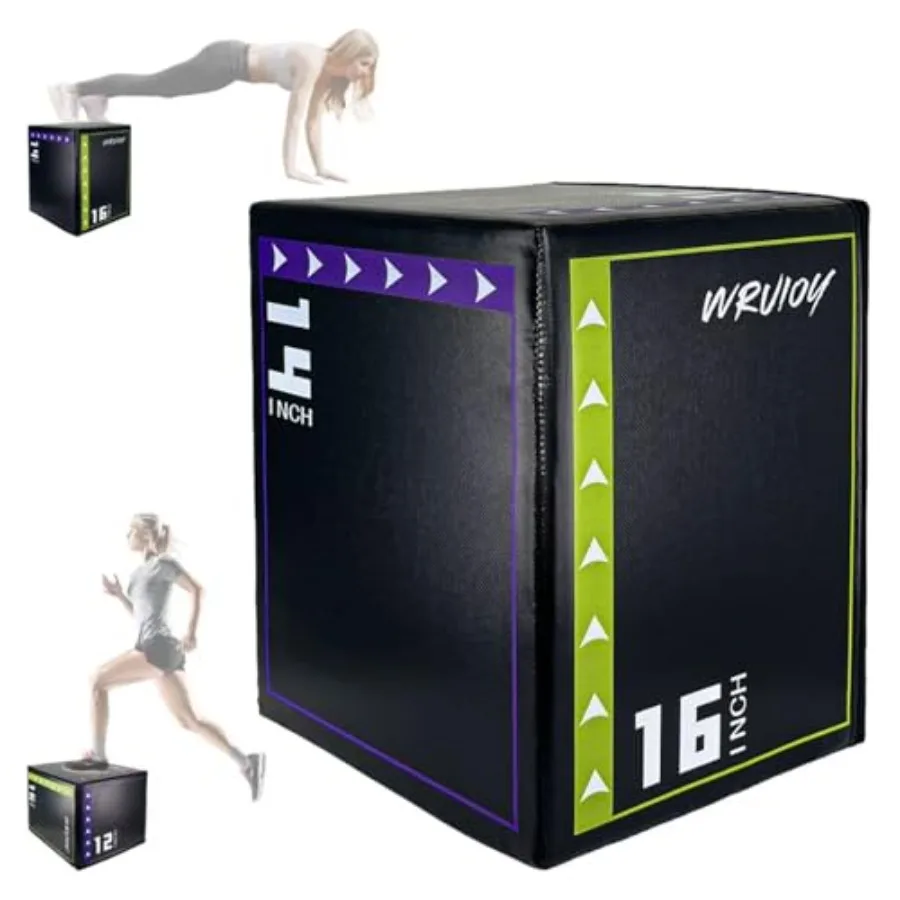 Home gym exercise box: foam black 3-in-1 adjustable-height for box jumps step-ups and plyometrics