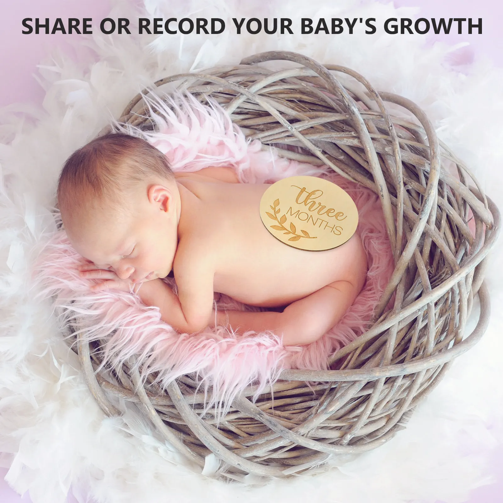 14Pcs Wooden Monthly Milestone Cards Adorable Cartoon Design Baby Growth Signs for Newborn Photo Sessions Safe Skin-Friendly