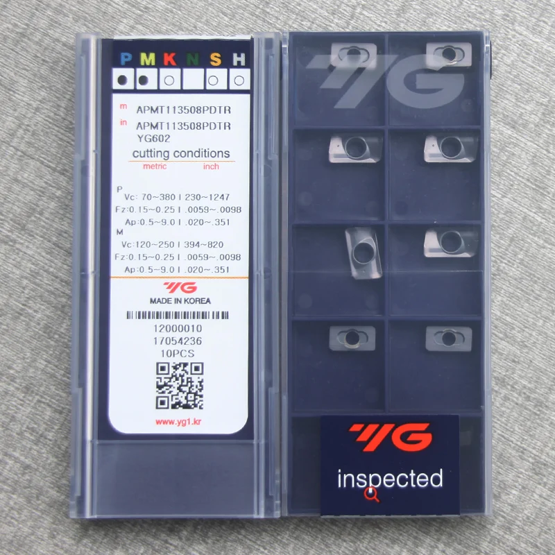 10pcs YG 100% KOREA Original APMT APMT113504 APMT113508 APMT160408 PDTR YG602 CNC Lathe Tools Carbide Shoulder Milling Inserts