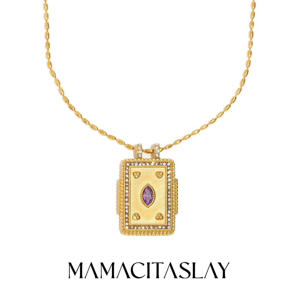 MamacitaSlay 316L roestvrij staal emaille zirkoon hart ster maan ring ketting partij waterdichte sieraden dames charme sieraden