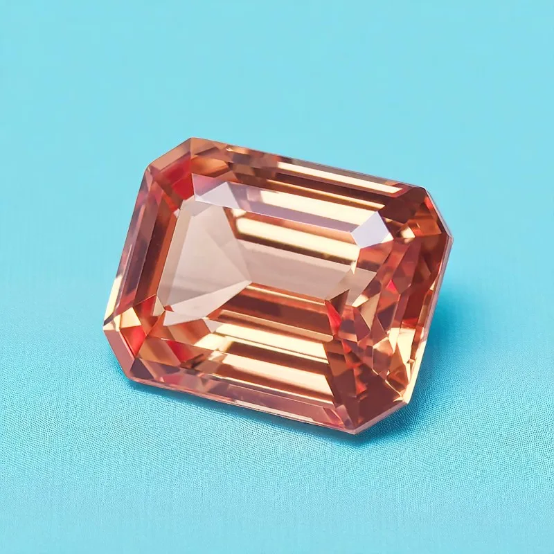 Laborgezüchteter Padparadscha Rundschliff Roter Lotus-Farbton Extrem Glänzende Qualität DIY Ring Halskette Ohrringe Hauptmaterialien Zertifiziert – Detail 3