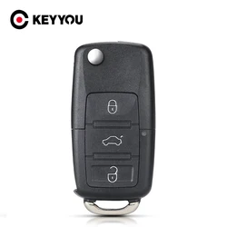 KEYYOU Sostituisci 3 Bottoni Flip Custodia Chiave A Distanza Dell'automobile Borsette Per VW Volkswagen Golf Passat MK4 Seat Altea Alhambra Ibiza