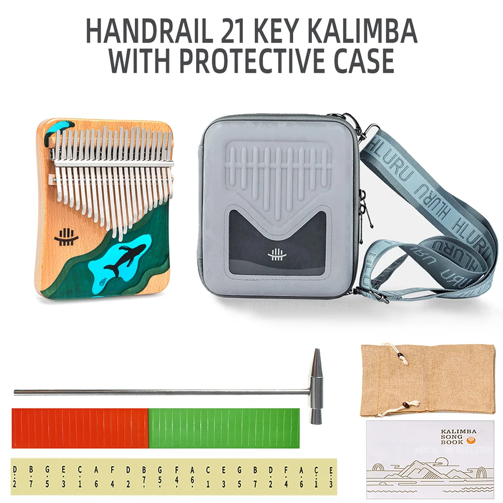 Hluru 21 Keys Kalimba Epoxy Resin Thumb Piano Calimba Mbira Keyboard Music Instrument Christmas Gifts With Accessories