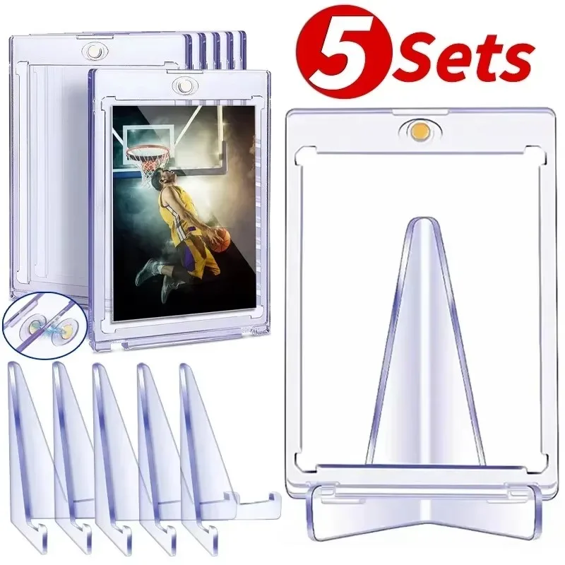 35PT Magnetic Card Holder with Clear Card Stands Rack for Kpop Idol Photo Card Protective Sleeve Case Trading Cards Display Rack