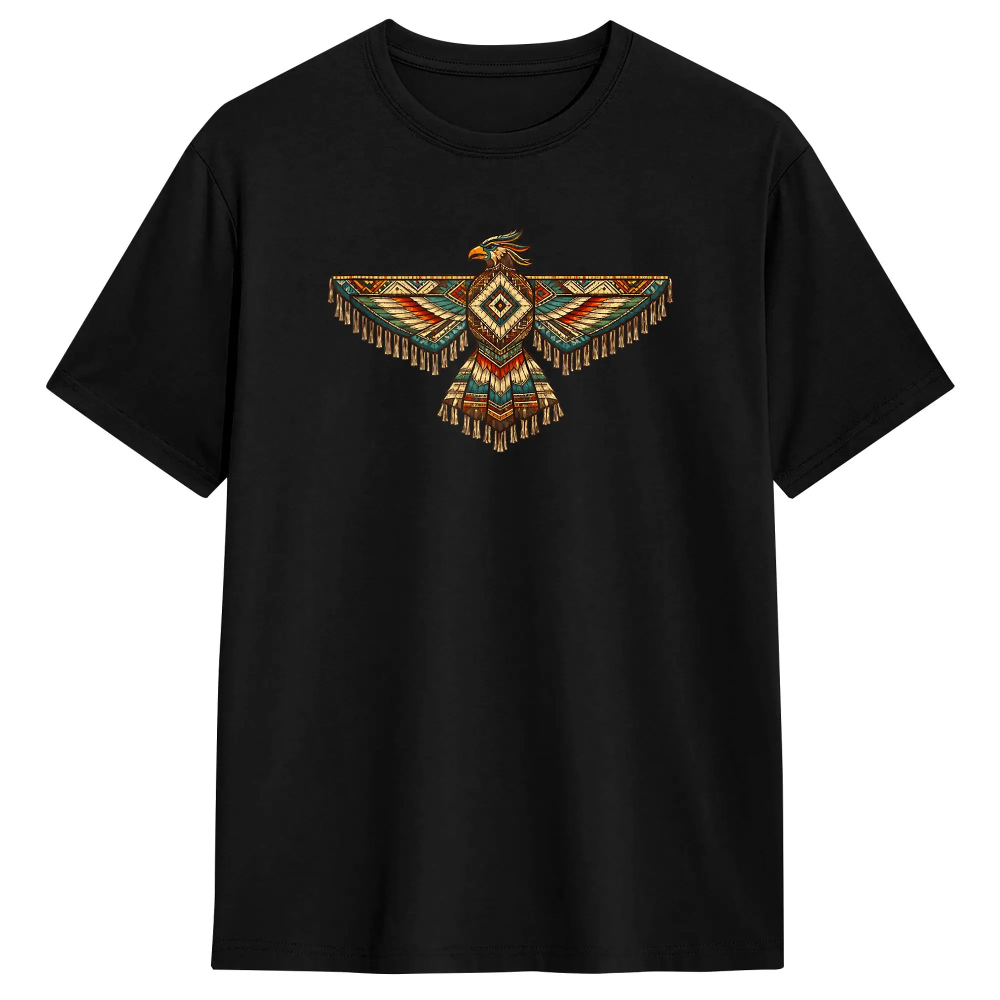 Camiseta con diseño de pájaro del trueno tribal del suroeste indígena americano, camisetas modernas de verano para hombre, camisetas de algodón con cuello redondo de talla grande