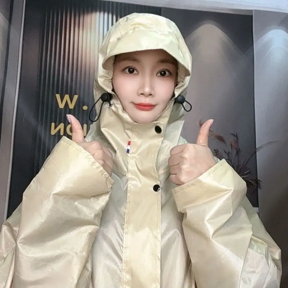 Double Raincoat Thickened Mountaineering Riding Easy To Wear and Take Off Raincoat Trench Coat Zipper Double Pocket Travel