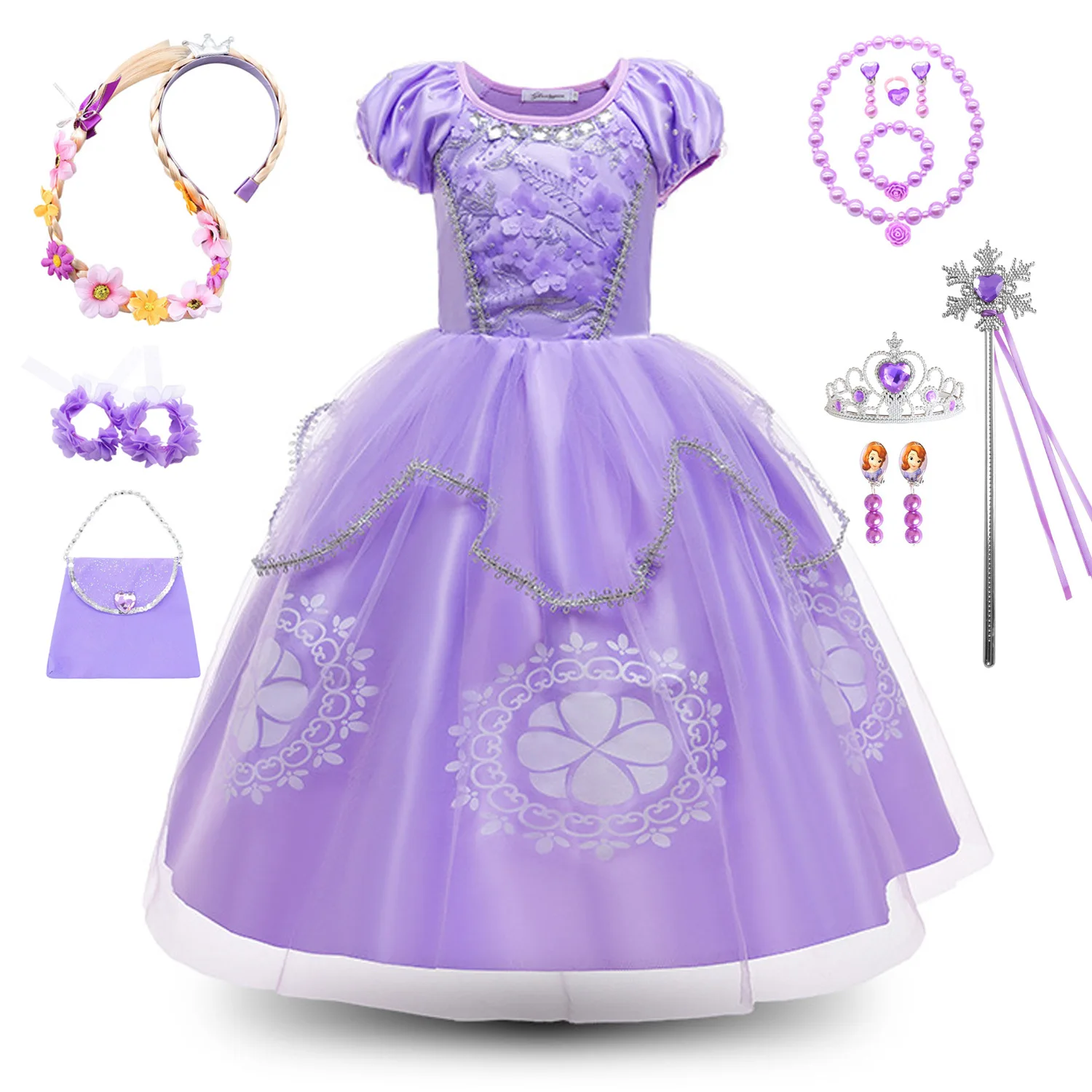 

AmyStylish Little Girls Movie Princess Tangled Rapunzel Birthday Party Cosplay Halloween Easter Dress