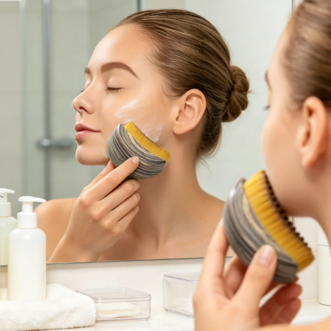 1 pcs Lymphatic Contour Face Brush for Lymphatic Drainage & Facial Sculpting, Depuffing Tool for Makeup Prep and Self-Care, Boosts Circulation and Skincare Absorption