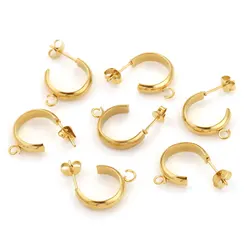 Aço inoxidável C-Shape Brinco Ganchos, Brinco Fazendo Suprimentos, Configuração da Base de Brinco DIY, Ear Post, Jóias Making Bulk, 10Pcs