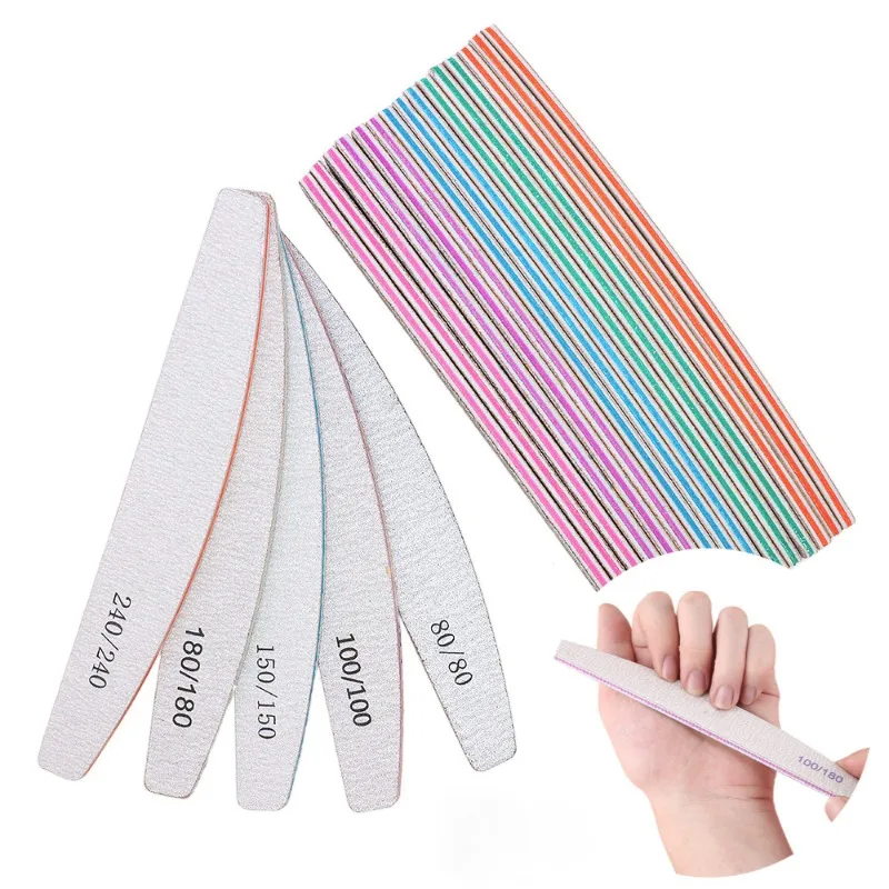 Professionelle Nagelfeile 80/100/150/180/240 Schleifpapier, starkes, dickes Schleifen, Halbmond, Kalk, Nagelzubehör und Werkzeuge, 1/3/5/10 Stück