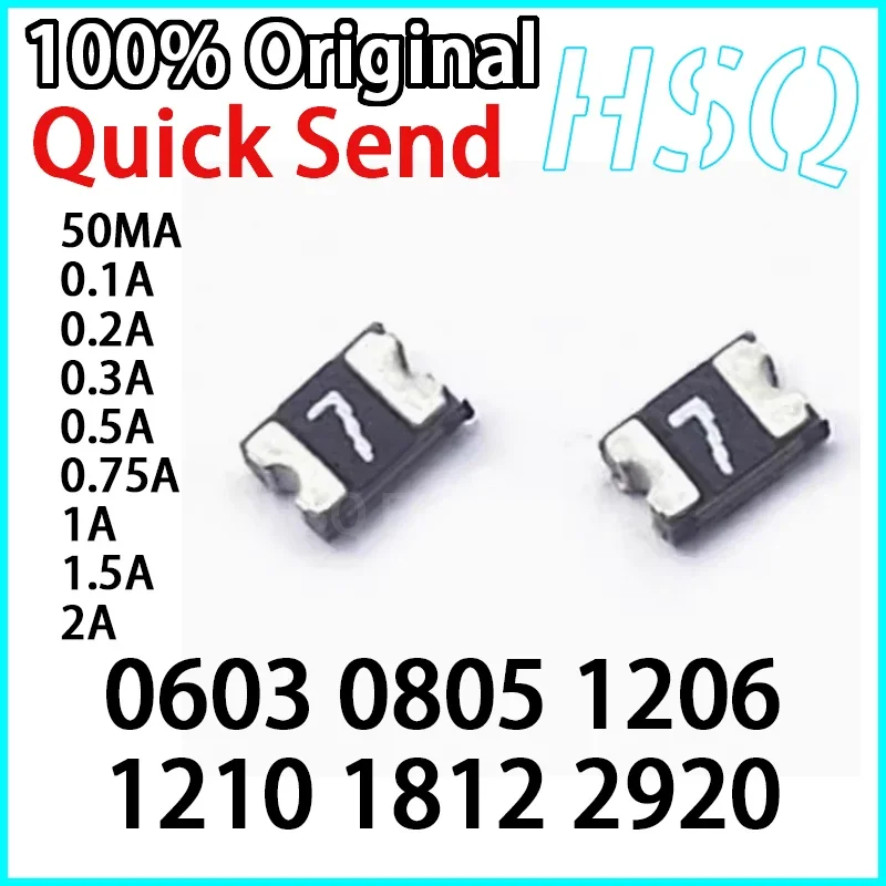 10PCS 0603 0805 1206 1210 1812 2920 PPTC current 50MA 0.1 0.2 0.25 0.3 0.35 0.5 0.75 1A 1.5 2A Surface mounted self-healing fuse