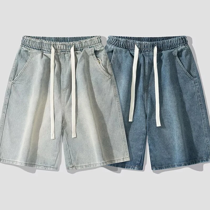 

2025 Mens Summer Denim Shorts Casual Lightweight Five Inch Shorts Baggy Loose Fit Y2K Streetwear Vintage Straight Leg Fashion Je