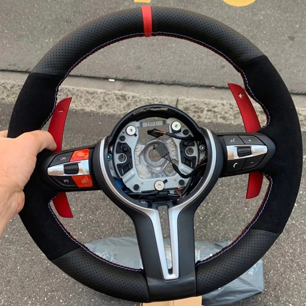 

Чехол рулевого колеса автомобиля Нескользящая черная замшевая кожа для BMW F30 M Sport F87 M2 F80 M3 F82 M4 M5 F12 F13 M6 F85 X5 M F86 X6 F33