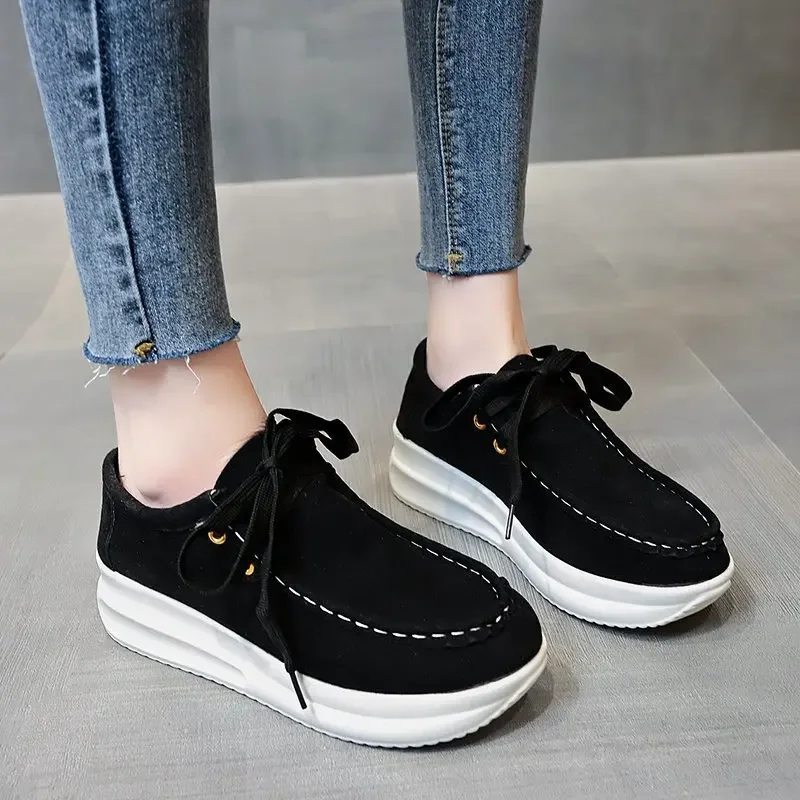 Chunky sneakers damskie 2022, nowe, jednokolorowe, grube dno, sznurowane buty damskie do chodzenia, kobiece, oddychające, antypoślizgowe buty na