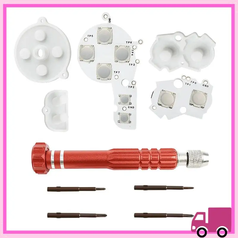 Compact For GBA Membrane Button Tactile Upgrade Modify Kit With Screwdriver Kit For GBA Console Replacement Repairs Accessories