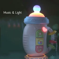 Baby Bottle Soft Silicone Shake Rattle Bed Bell Pacifier Can Bite Teething Early Education Lights Music Kids Toys Sleeping Tool
