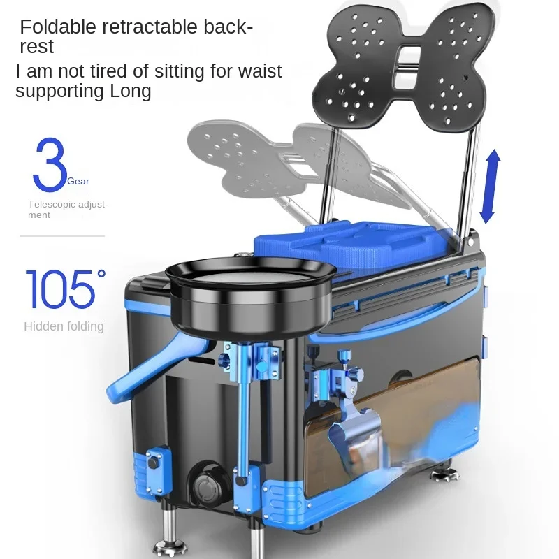 New arrival hot sale heat retaining belt backrest telescopic leg fishing box ultra light multifunctional box