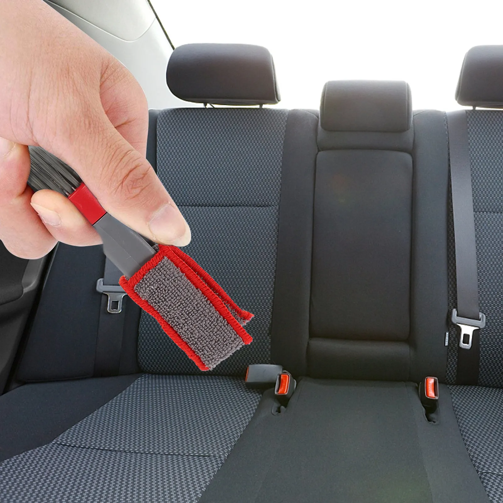 2Pcs Professional Car Detail Brush Double Headed Asb Microfiber Cleaning Tool for Conditioner Vents Computer Keyboards