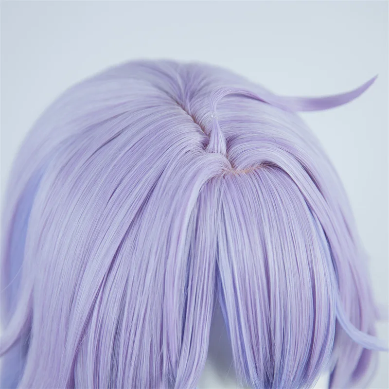 Hypnosia Star Rail witte dauw cosplay pruik, lichtpaars gradiënt dubbel gevlochten staartjes meisje draak