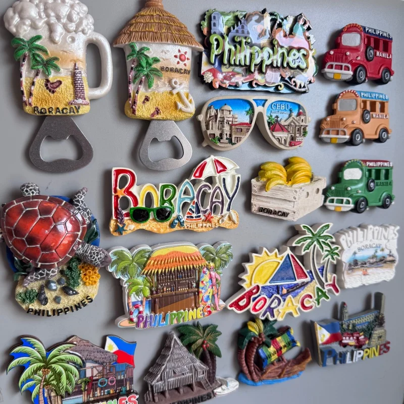 الفلبين مغناطيس الثلاجة Borakia شاطئ مانيلا CEBU السياحية تذكار الموز السلاحف البحرية جيبني ملصقات ديكور المنزل #3