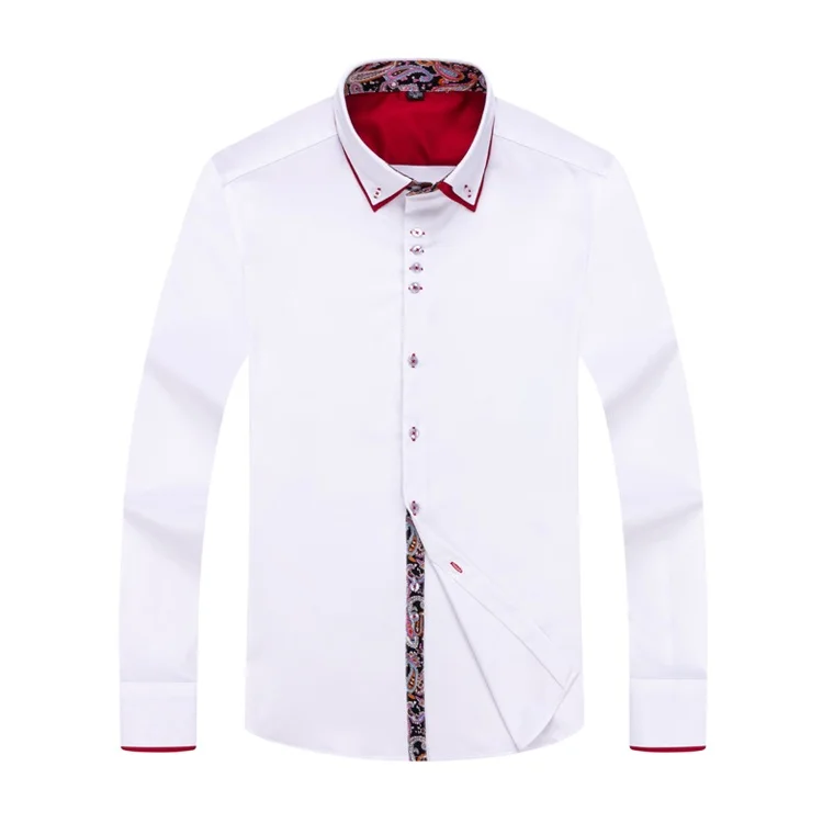 2023 Spring/Fall Men\'s Slim Fit Long Sleeve Shirts Free Iron Chinese Double Collar Trend White Fashion Business Casual Shirt