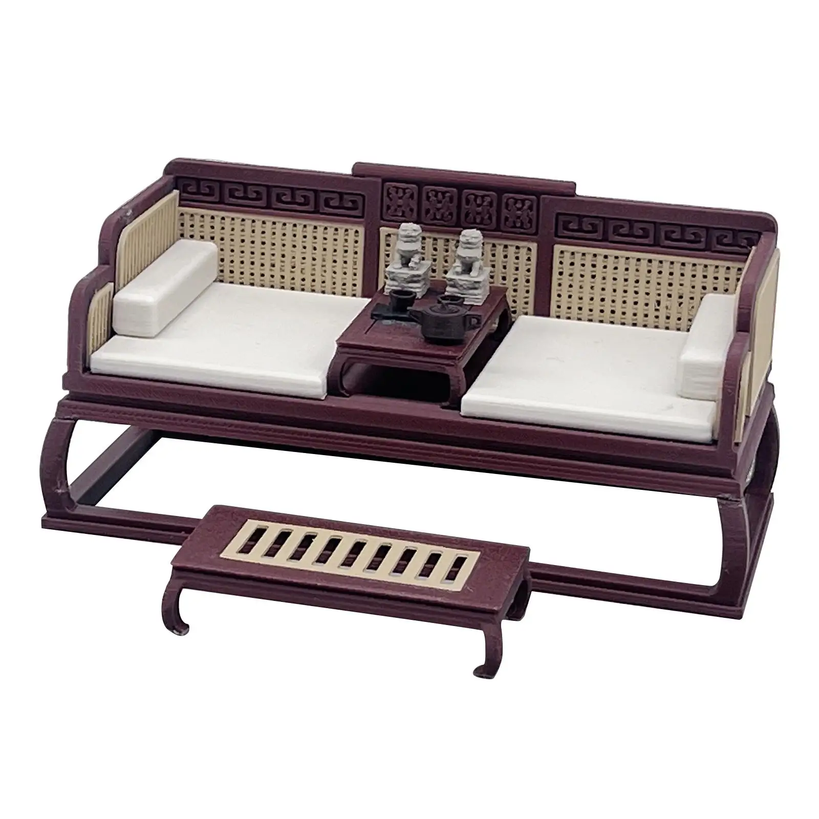 Modelo de cama Luohan chino en miniatura, manualidades de simulación a escala 1:12, escena de vida pequeña DIY, accesorios para casa de muñecas, juguete para juego de imitación para niños