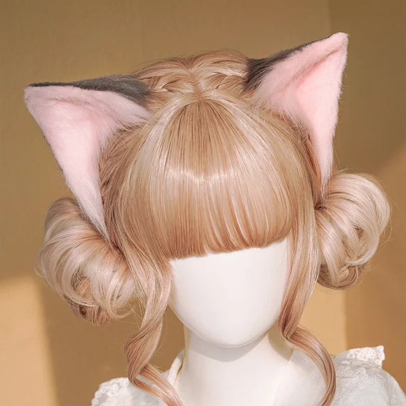 Lolita Headwear Cosplay Cat Ears Clip Hair Ties Bunny Designer Kawaii Hare on The Head Anime Accessories Japanese Hair