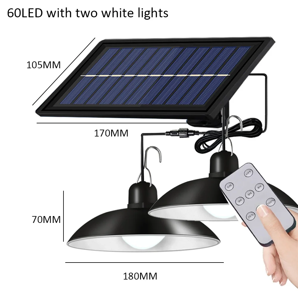 Double Head Solar Pendant Light Outdoor Indoor Solar Lamp With Line Warm White/White Lighting For Camping Garden Yard