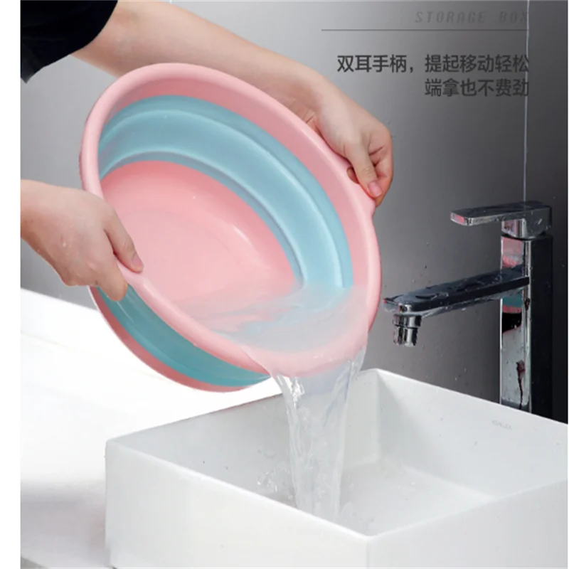 Silicone thickened foldable household washbasin, portable baby folding basin, foot washing, laundry, and vegetable washing basin