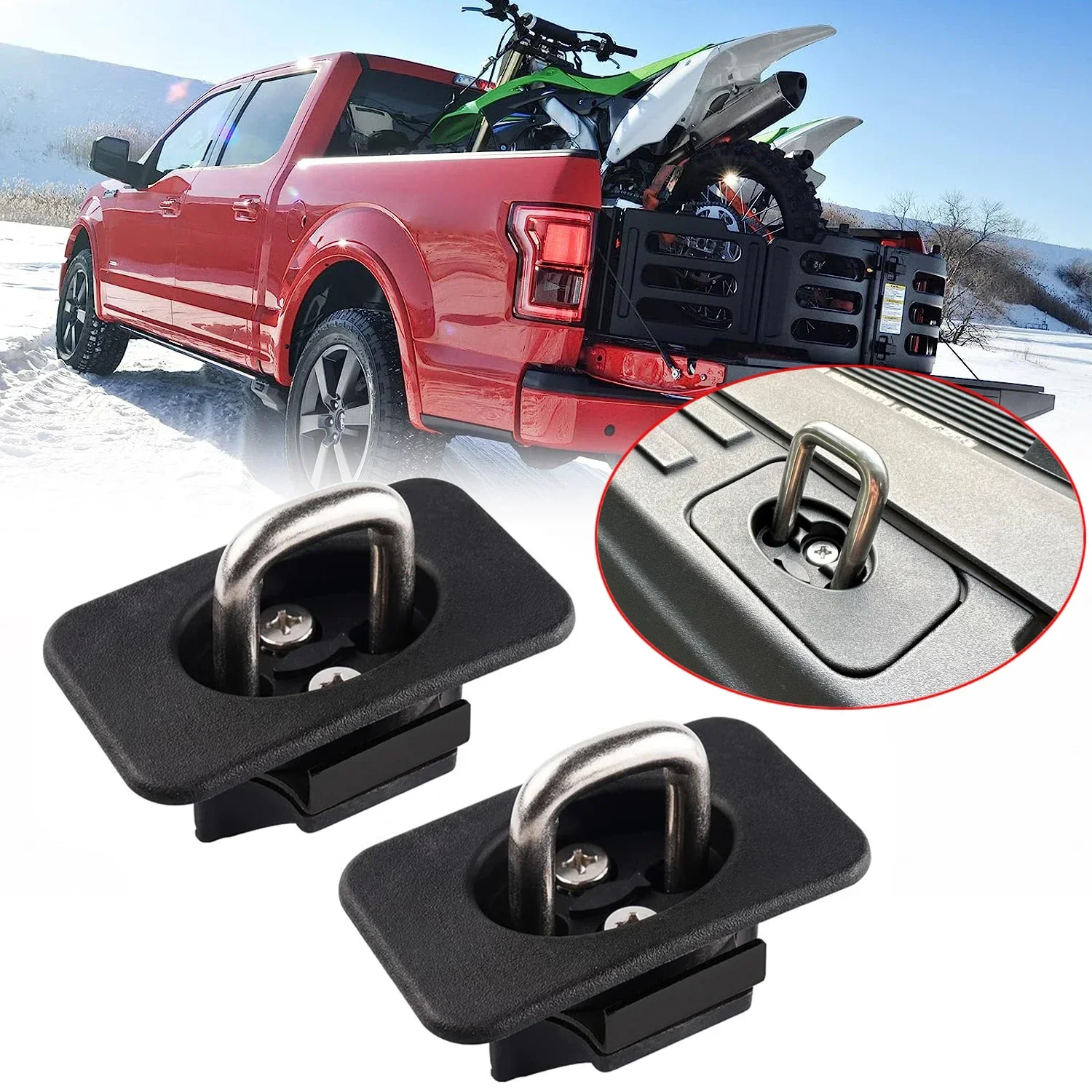 Truck Tie Down Anchor For Ford F-150 2015-2023 F250 F350 Super Duty 17-23 Trunk Retractable Bed Side Wall Hook Ring Anchor Clip