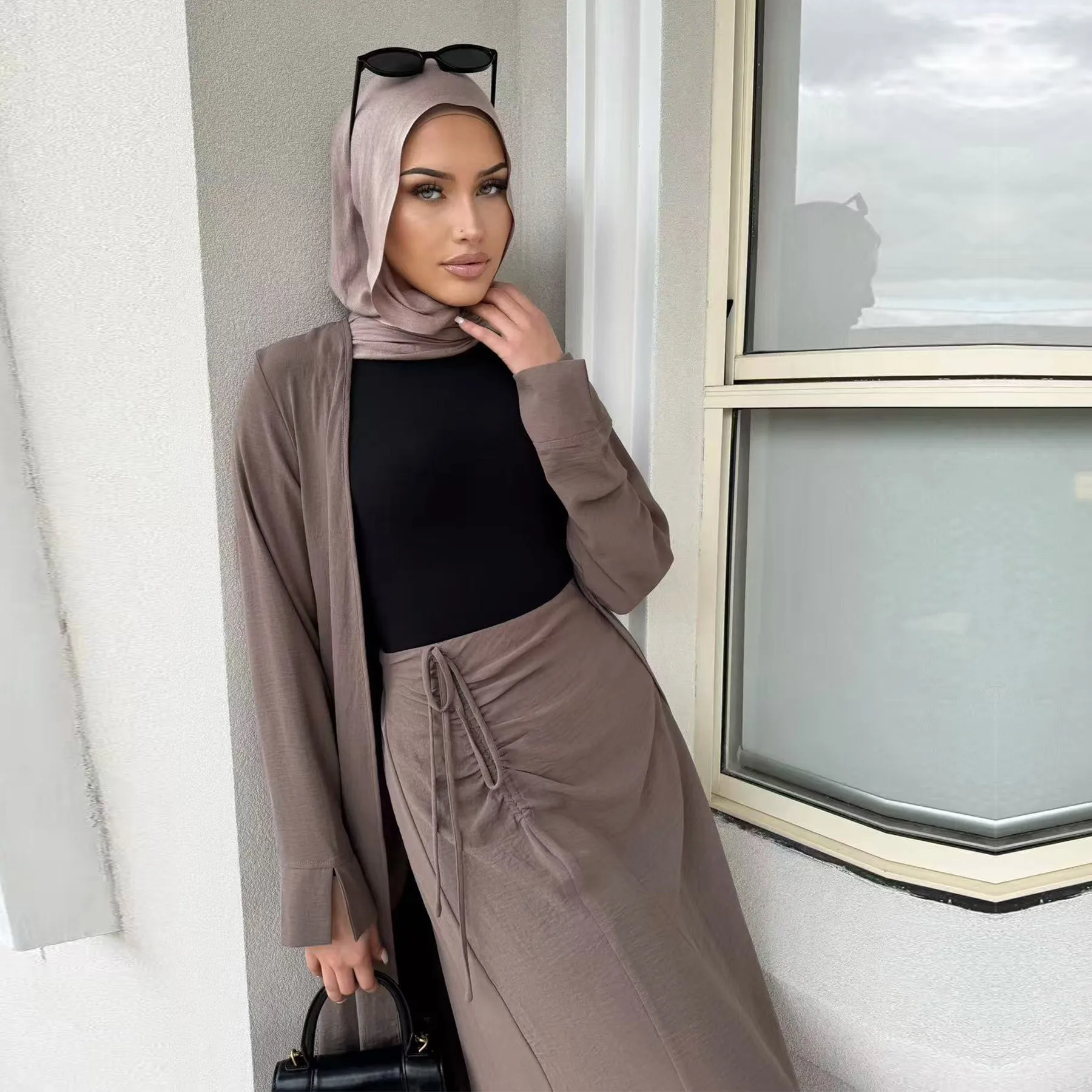 Eid femmes Abaya jupes ensemble 2 pièces Cardigan Robe musulmane Ramadan Abayas arabe longue Robe maroc caftan Femme Musulmane Ensembles