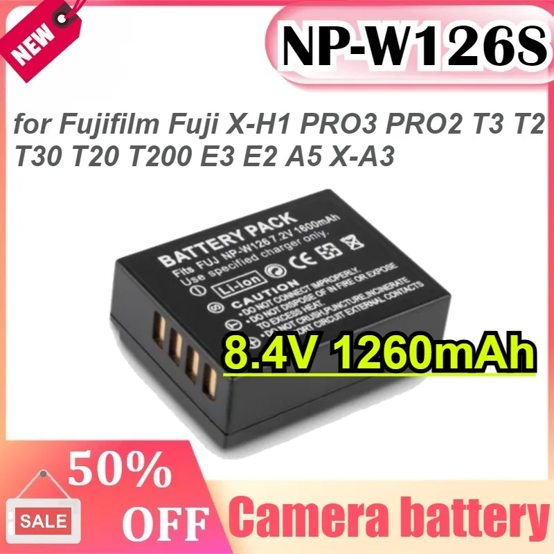 

8.4V 1260mAh NP-W126S Camera Battery for Fujifilm Fuji X-H1 PRO3 PRO2 T3 T2 T30 T20 T200 E3 E2 A5 X-A3