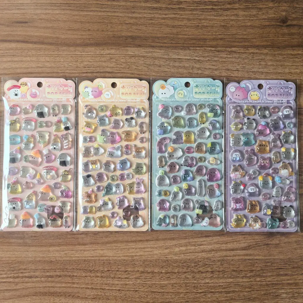 4 Pcs Cute Transparent Pop Seal Stickers - Adorable Decor for Journals, Phones & DIY Crafts RecordingYourLife Store