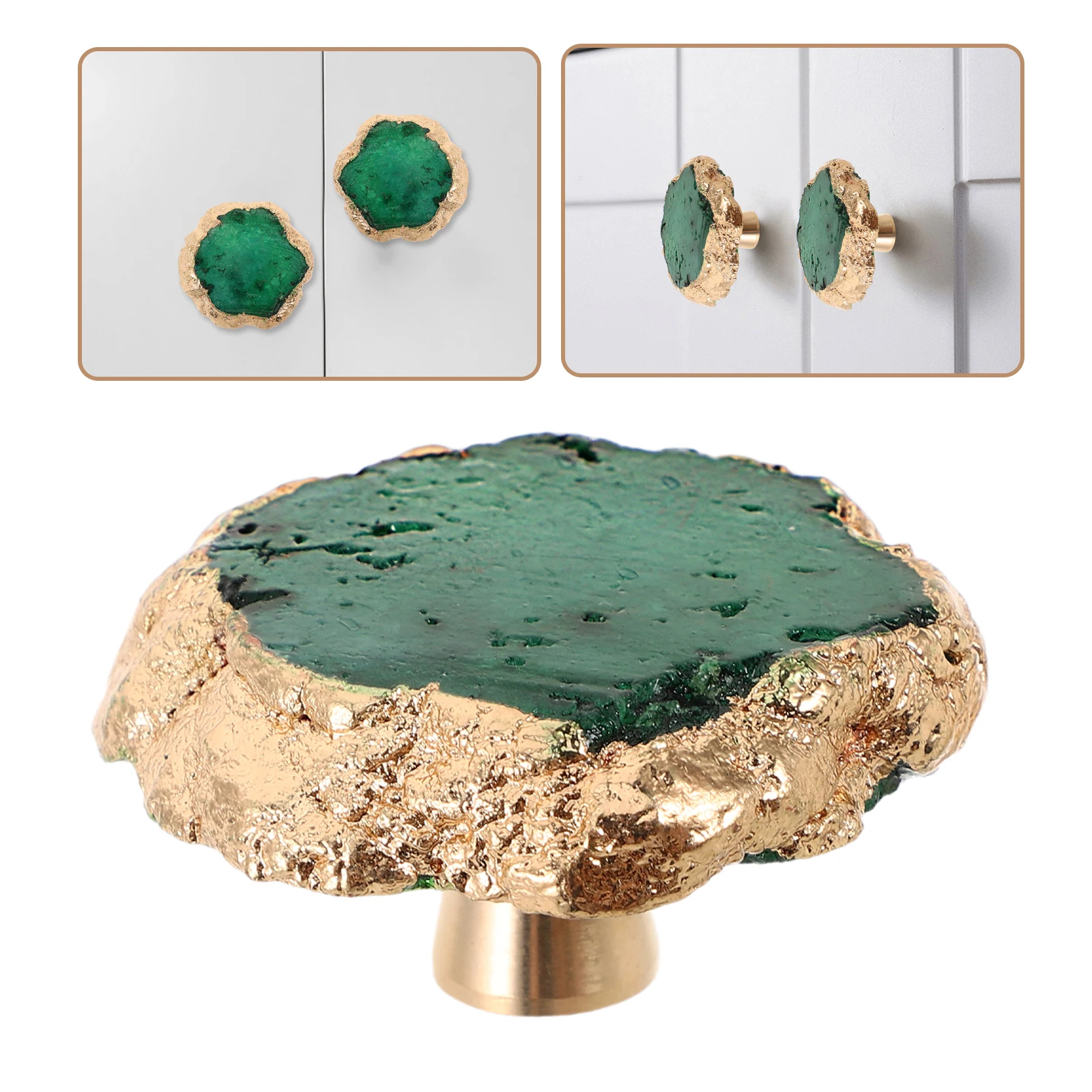

Brass Cabinet Handles With Agate Slices Crystal Decorative Drawer Knobs For Kitchen Bathroom Furniture Hardware