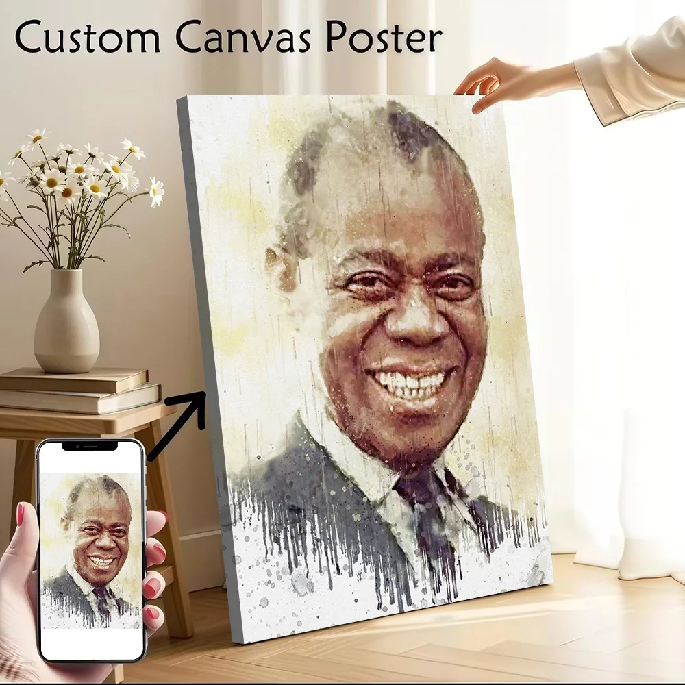 Louis Armstrong Canvas Wall Arts Poster Customizable Pictures Printing for Room Modern Home Decoration Ornaments Wand Deko Art