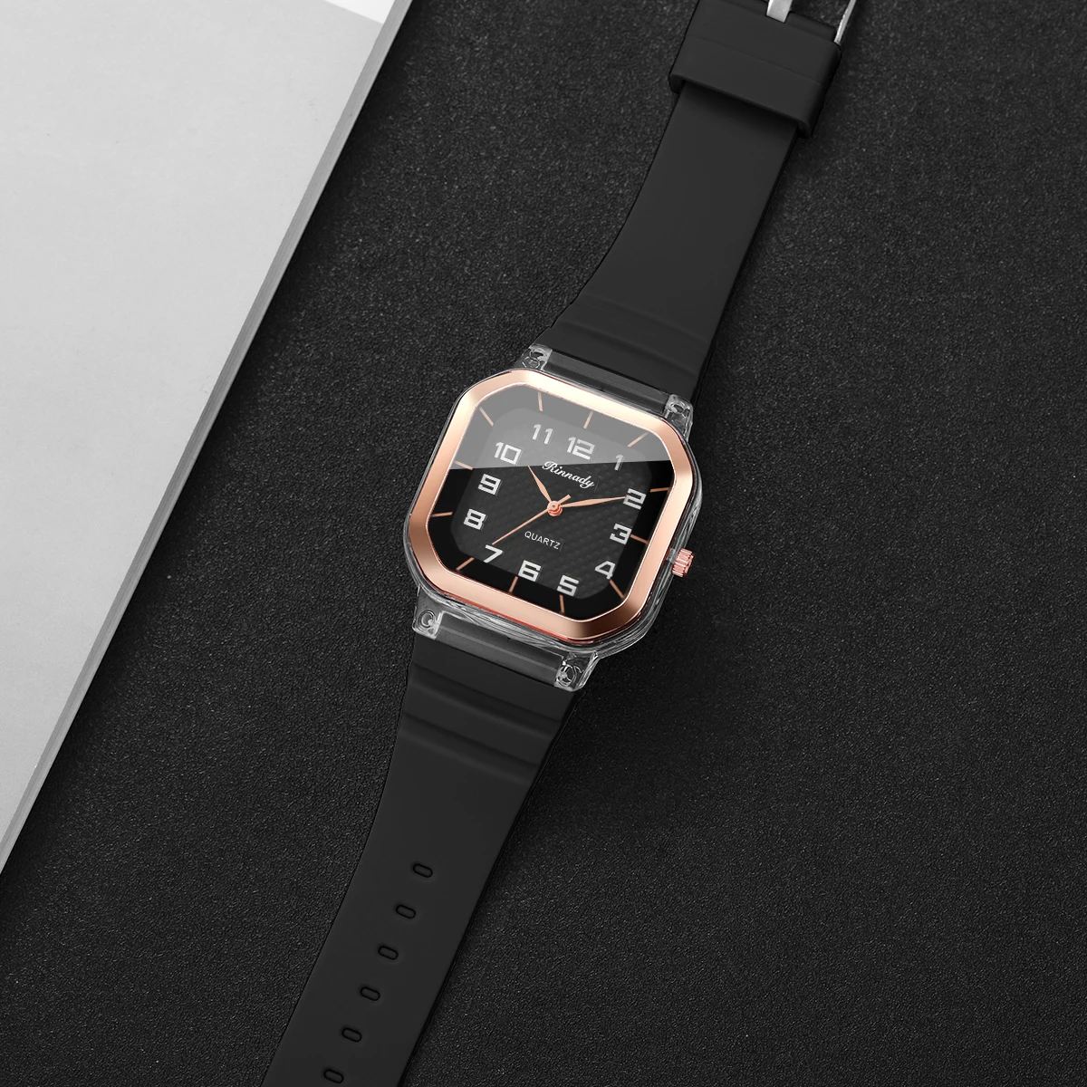 أزياء مربع العربية الهاتفي المرأة كوارتز ساعة السيدات سيليكون حزام ساعة اليد Reloj Mujer الفتيات ساعة هدية (بدون صندوق) #5