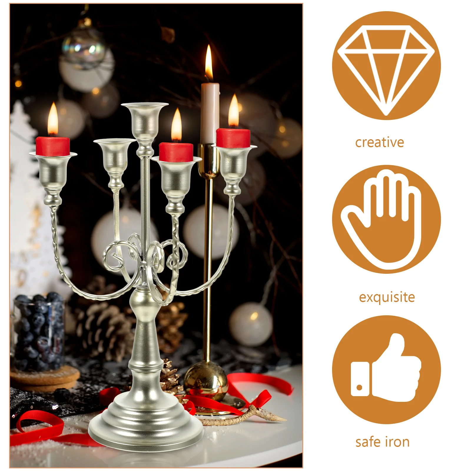 

Metal Multi-Head Candleholder European Style Branches Candelabra Romantic Home Office Dining Table Decoration Vintage Iron
