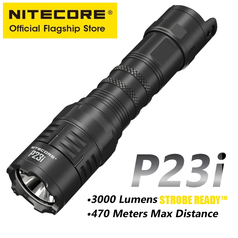 NITECORE P23i USB-C Rechargeable Flashlight Powerful Military Tactical Flashlights 3000 lumens 470m NL2150HPi Li-ion Battery