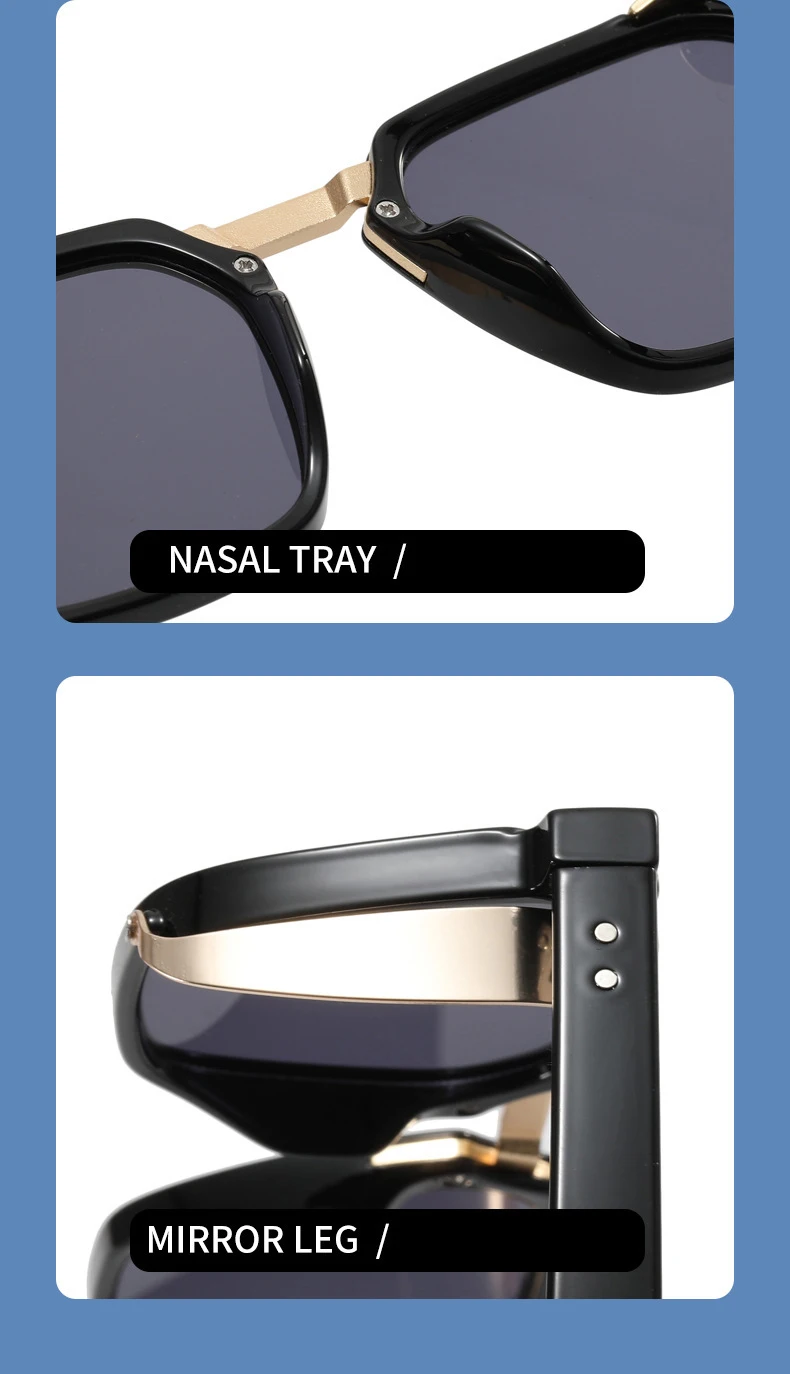 2023 mode Punk Sonnenbrille Für Männer Vintage Platz Steampunk Brille Luxus Sonnenbrille Frauen Trend Sonnenbrille Gafas De Sol – Detail 16