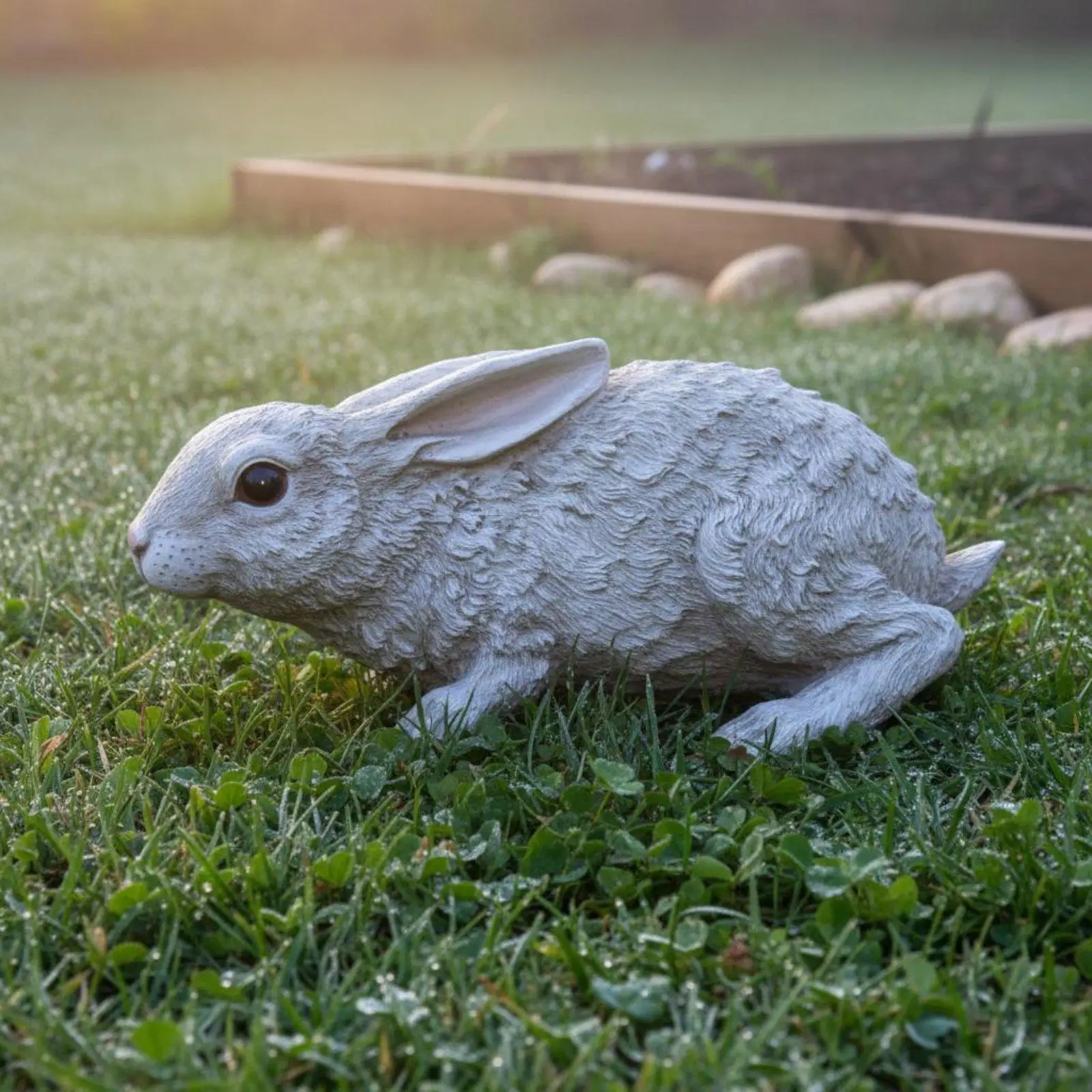 Fairy Garden Miniatures Resin Rabbit Statue Realistic Hare Figurine for Outdoor Lawn Ornaments and Decorations