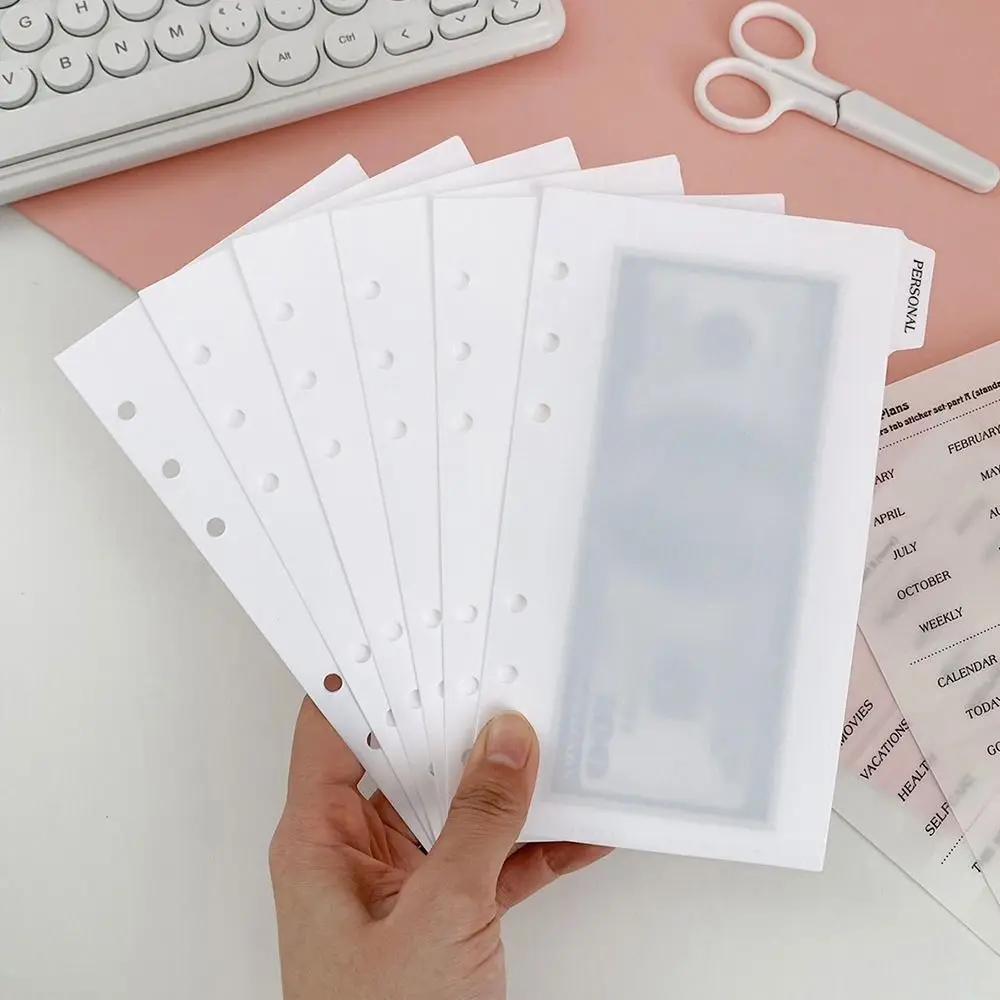 A5 A6 Separator Paper Index Page Notebook Black White Page Classification Separator Transparent 6 Holes