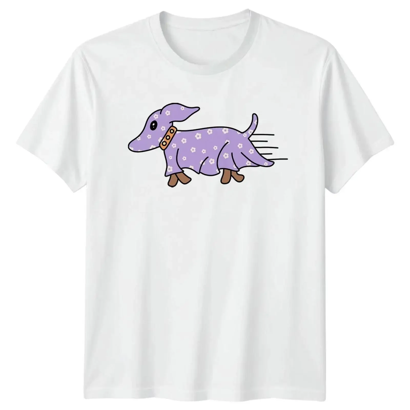 Damen lila Dackel T Shirt Wiener Hund Blumen Geburtstag Geschenk für Sie vintage Washed Casual Soft graphic