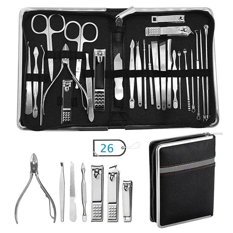 Manicure Set Nagelknipper Roestvrijstalen Nagelsnijder Schaar Set Draagbare Set Voor Nagels Verzorgingsgereedschap 9/18/26 Stks/set