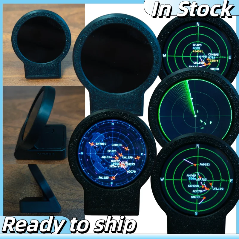 In Stock USB-C Deskradar Live ADS-B Flight Tracker Gadget With Sonar Grid Screen With 3D Printed Case Aviation Desk Decor Gift