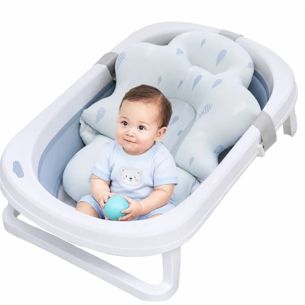 1PC Cotton Bath Mat Bath Accessory with 3 Adjustable Buckles Newborn Bathtub Cushion Bathing Tool Bathing Pillow Seats Infant