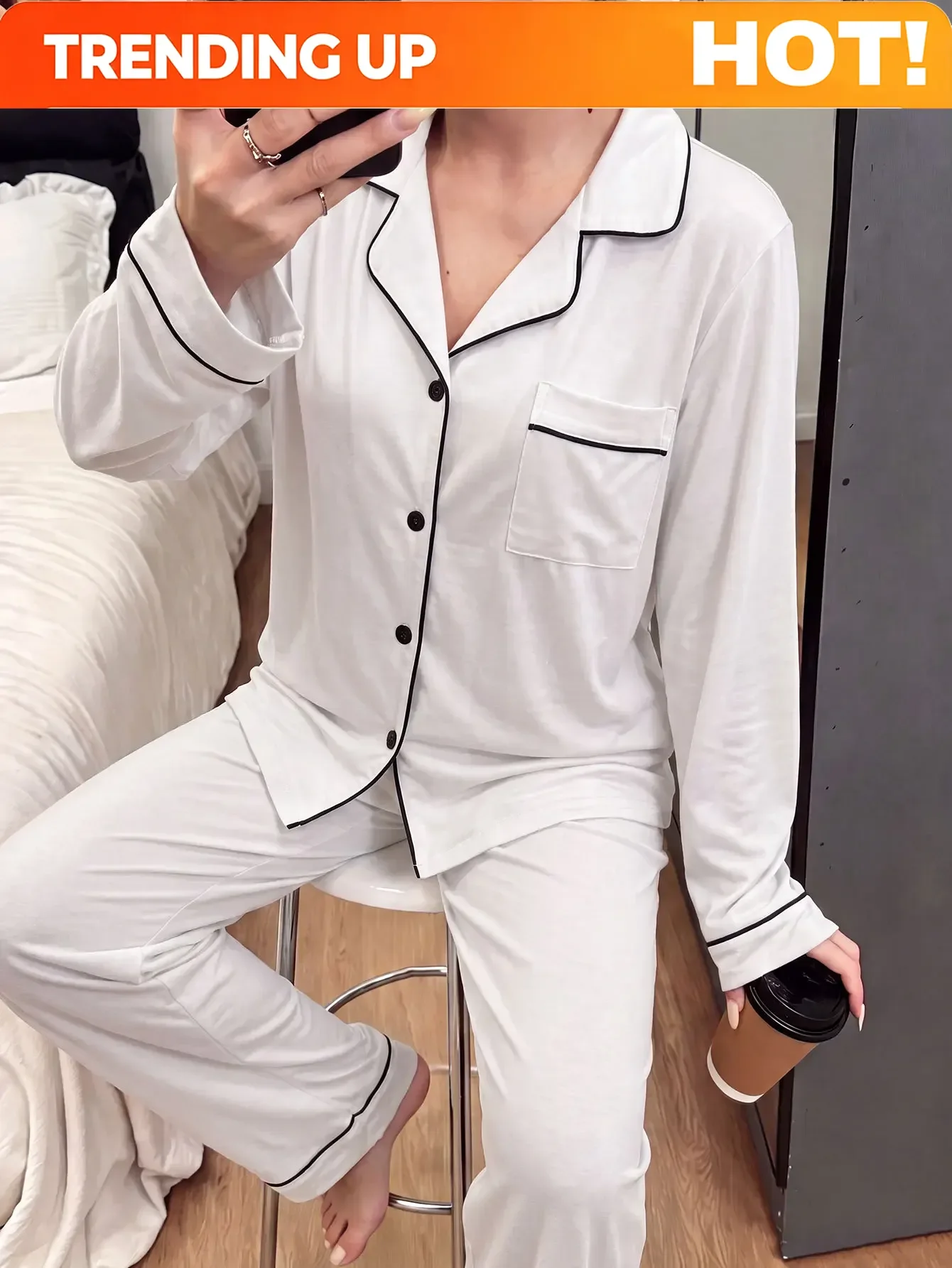Customization Night Wear For Ladies Two-piece Ladies Set Sleepwear Woman Nightwear Long Sleeve Pajamas For Lady Pyjama