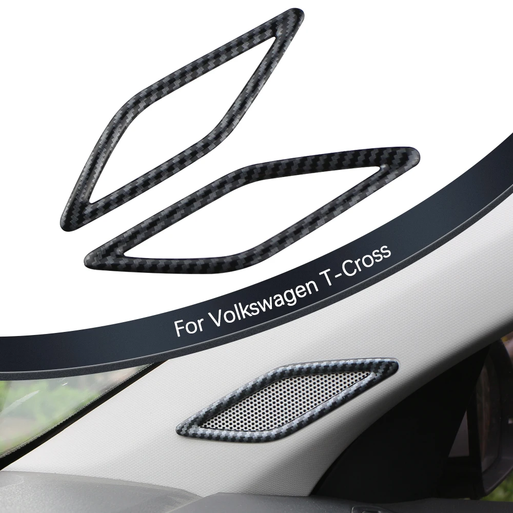 Für VW T-Cross T Kreuz 2018-2023 Edelstahl Auto Vordere Säule Sound Dekoration Panel Abdeckung Trim auto Innen Zubehör