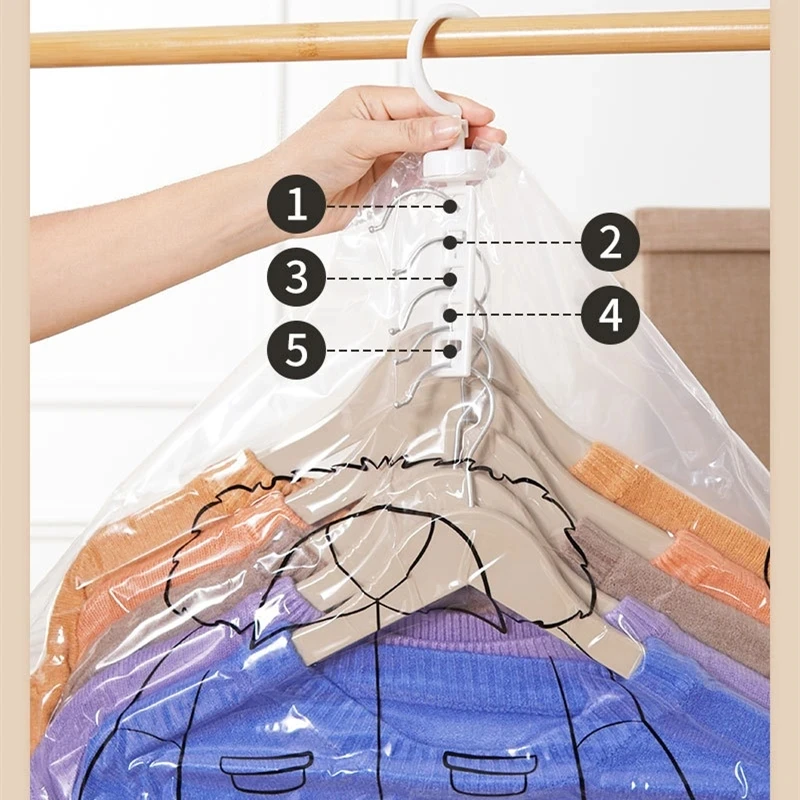 Hanging Vacuum Bags Space Saver Bags for Clothes Compression Storage Bags Closet Organizer with Heavy Duty Hooks