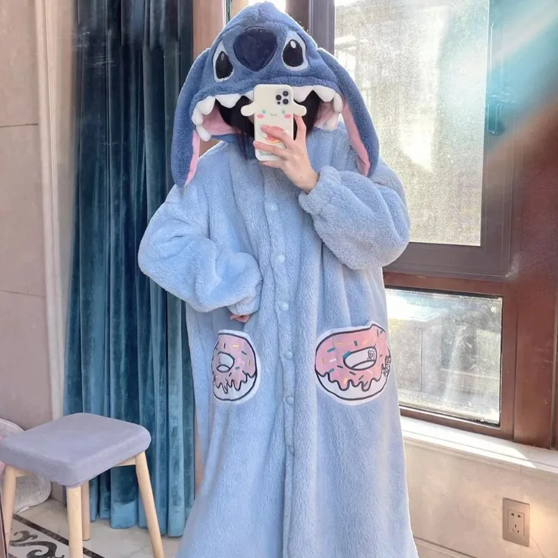 

Anime Stitch Cosplay Costume Animal Winter Pyjamas Cartoon Kawaii Warm Cute Velvet Home Clothes Girl Women